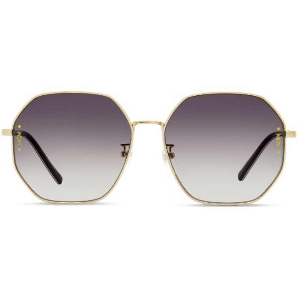 MCM Gold Frame Hexagonal Sunglasses with Gray Gradient Lenses